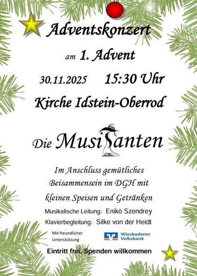 Flyer zur Veranstaltung mit den MusiTanten; im Anschluss fröhliches Beisamnensein im DGH 